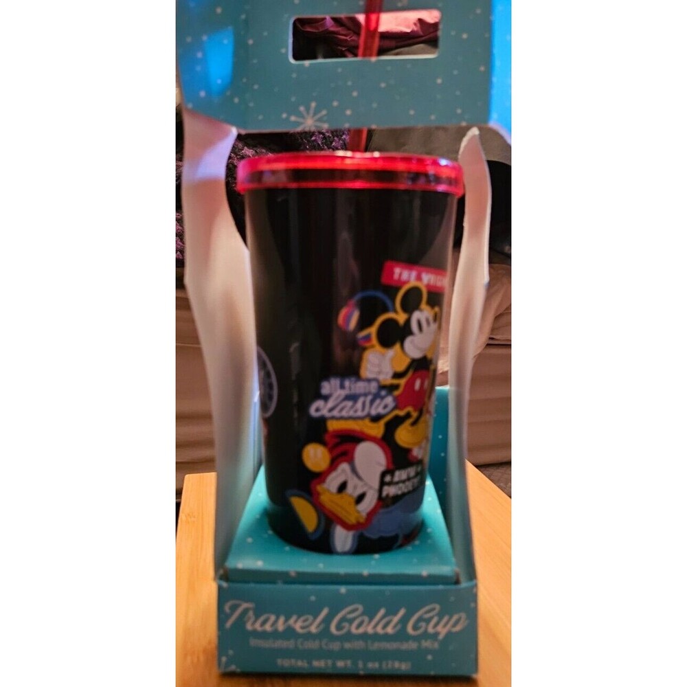 Disney Mickey Mouse Reusable Insulated Cold Cup Tumbler Gift Set NEW